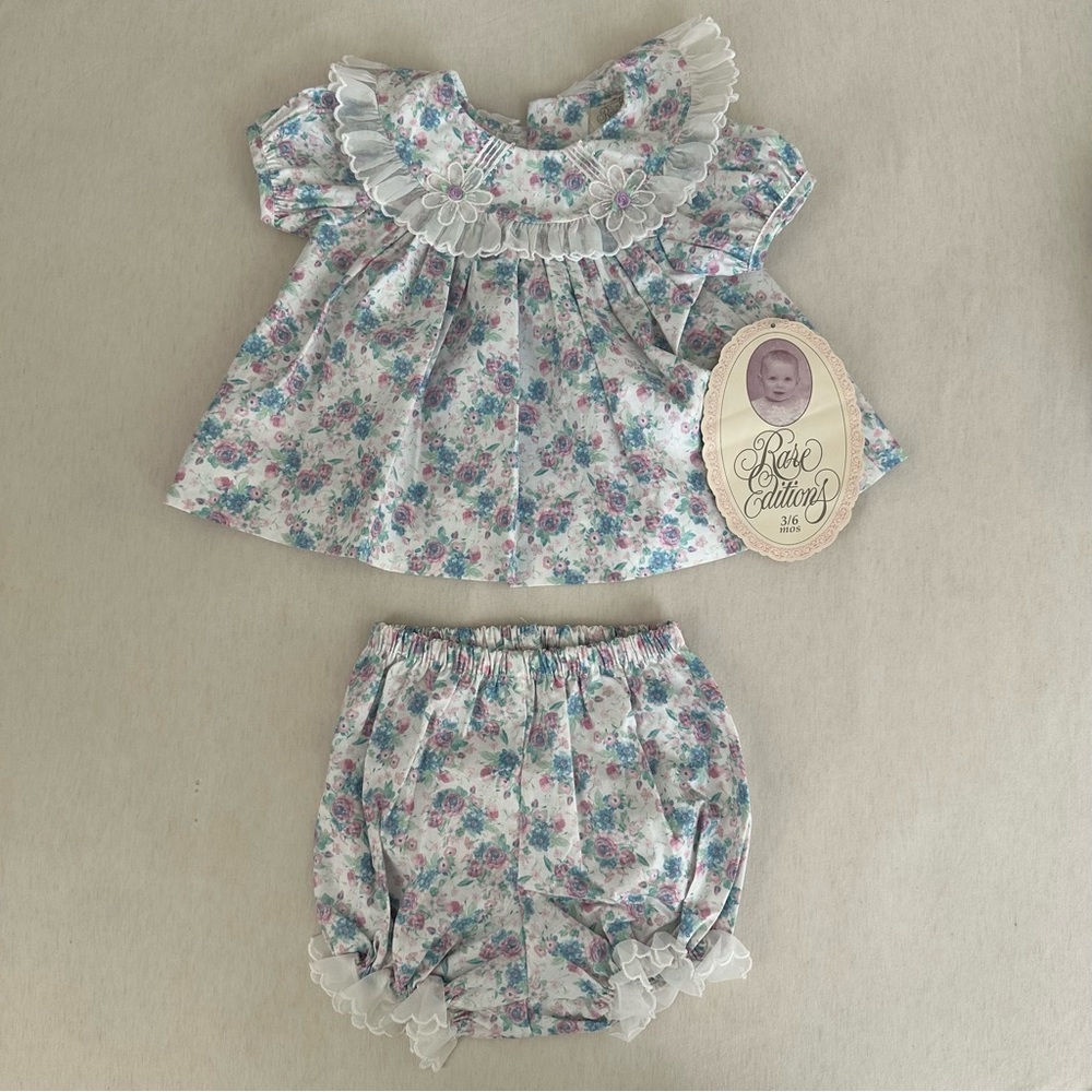 Rare Editions Vintage Baby Girl Floral Bloomer Set